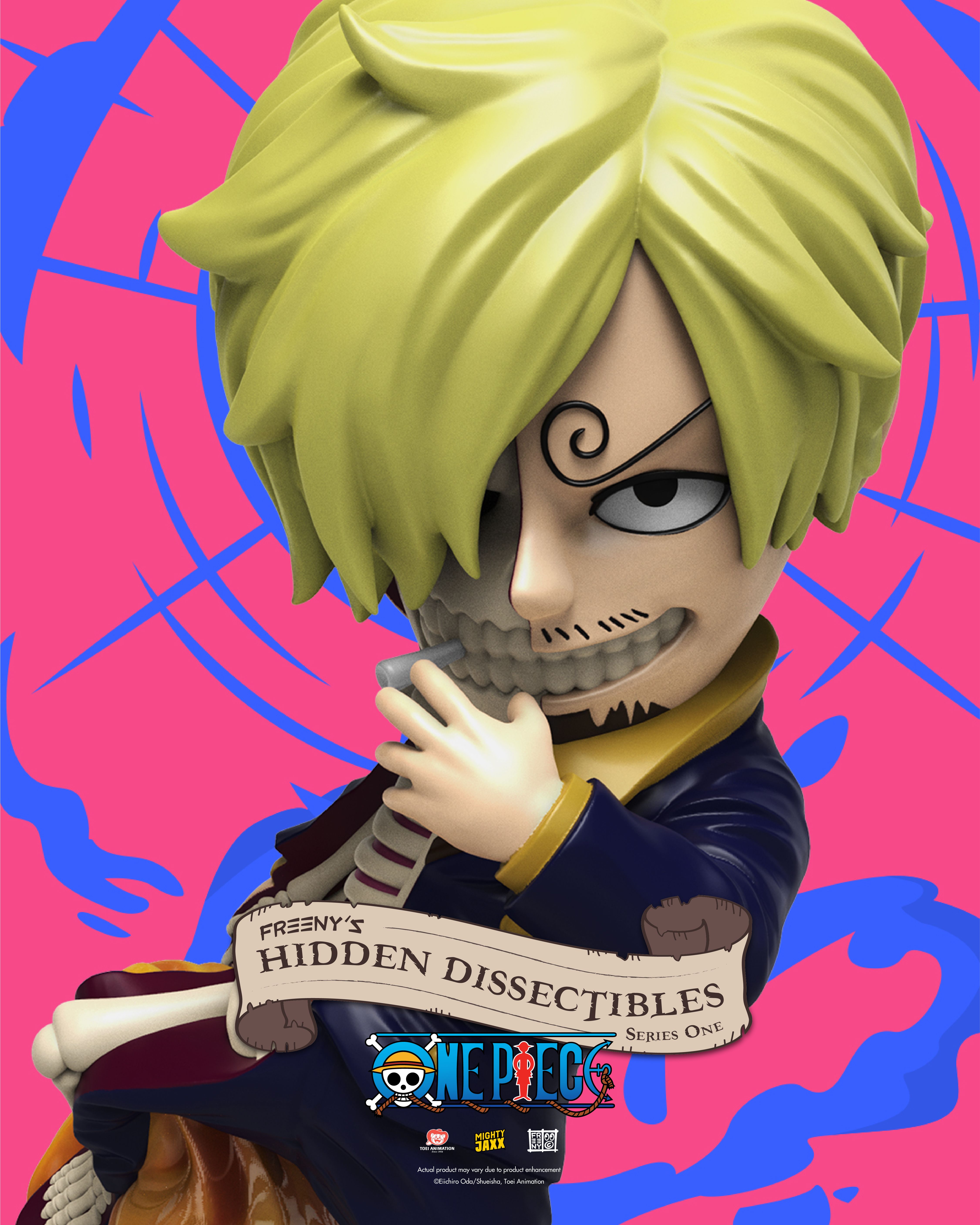 Zoro One Piece blind box collectible in Jason Freeny’s dissected style, dual swords ready with calm focus and strength.