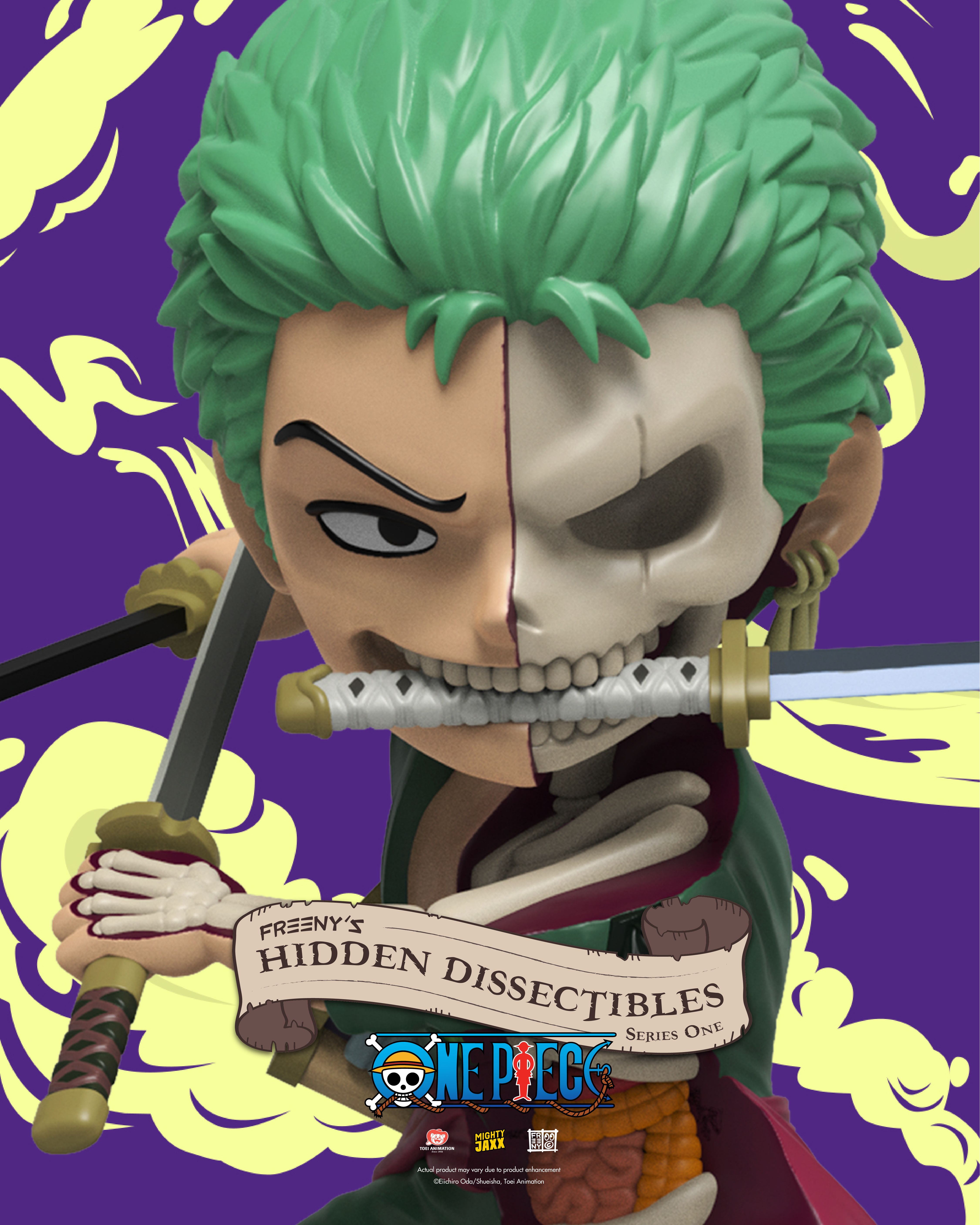 Sanji One Piece blind box collectible in Jason Freeny’s dissected style, mid-kick stance with confident grin.