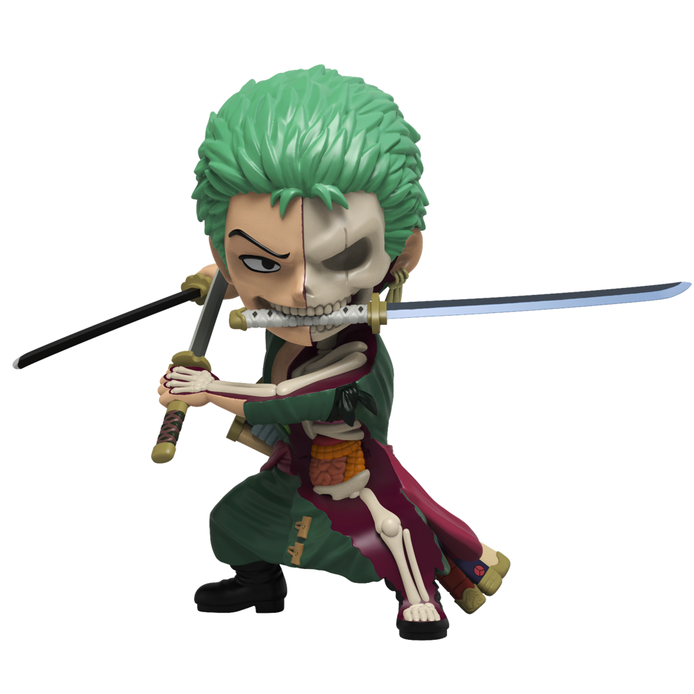 World's greatest swordsman dream dissected! Zoro's three-sword anatomy revealed in Freeny's style, showing his warrior spirit.