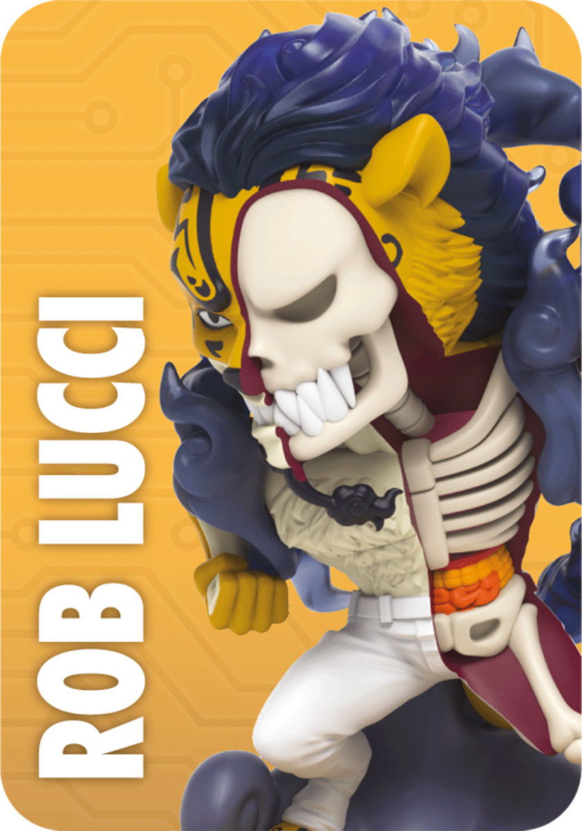 Rob Lucci figure, half skeletal in leopard form, posed in a fighting stance with his power swirling around.