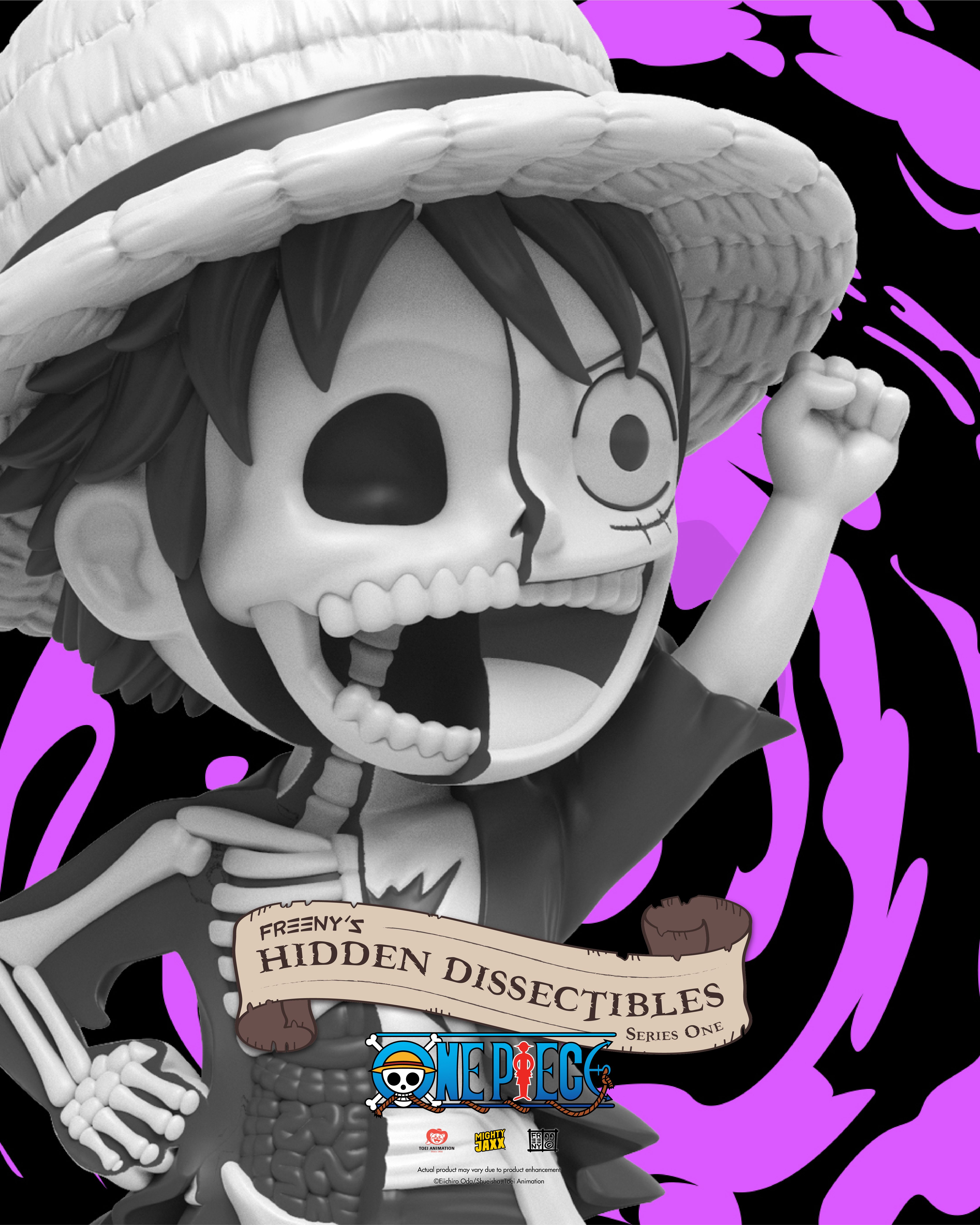 Luffy chaser variant from the One Piece blind box series, detailed dissected figure in Jason Freeny’s signature style.